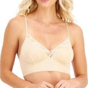 I.N.C. International Concepts Women's Lace-Trim Bralette Almond Latte Large NWT
